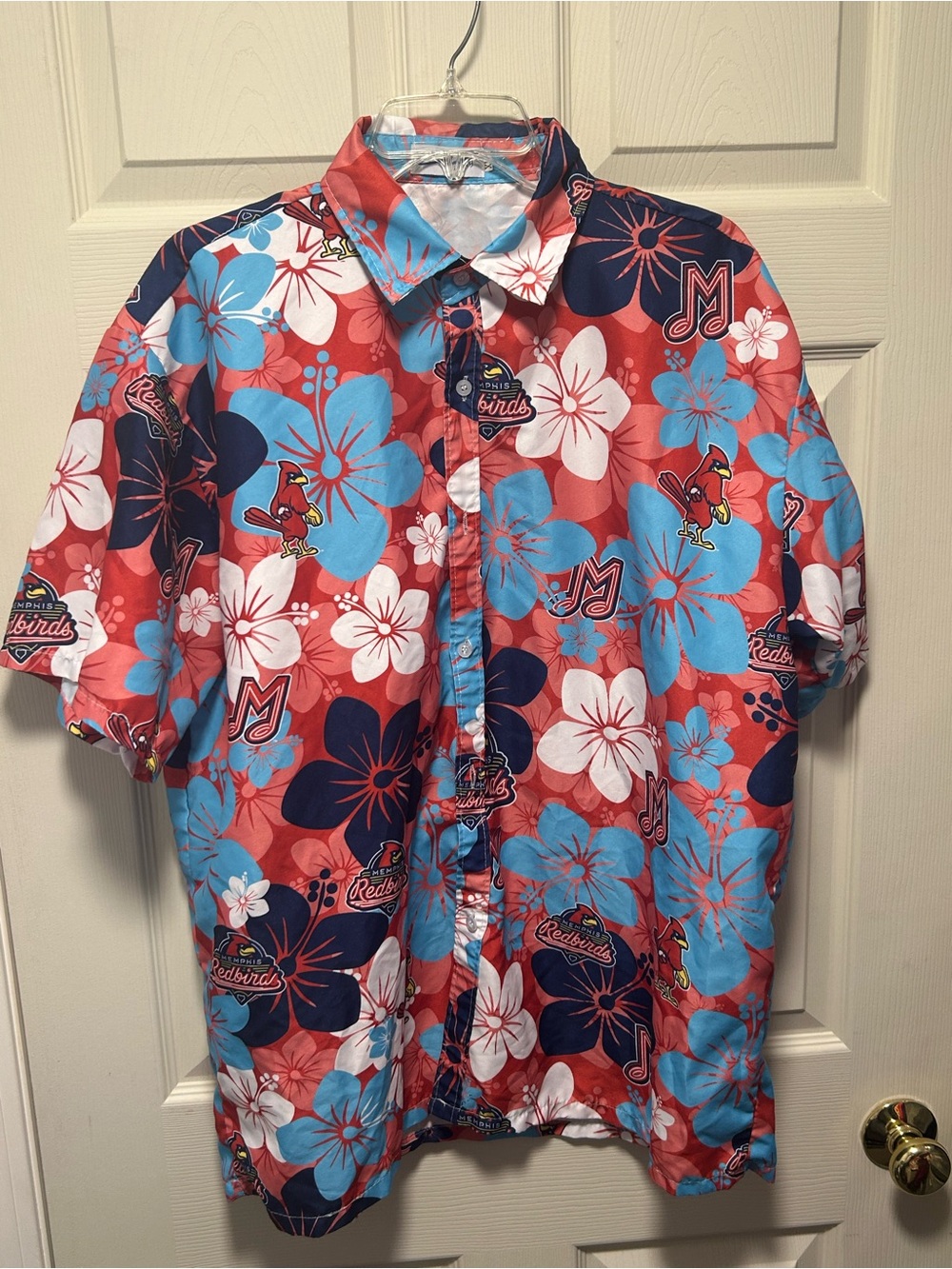 2024 SGA MEMPHIS REDBIRDS Hawaiian Floral Button Up Shirt XL MILB